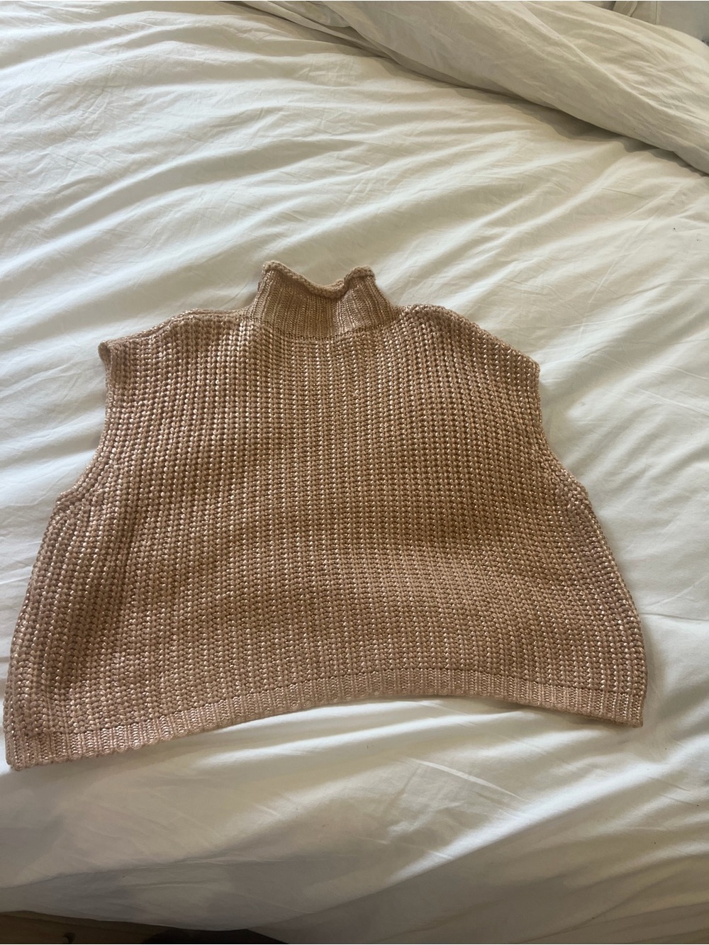 Sleeveless Mock Neck Knit Sweater - Cream